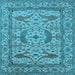Square Machine Washable Oriental Light Blue Industrial Rug, wshurb1645lblu