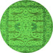 Round Oriental Green Industrial Rug, urb1646grn