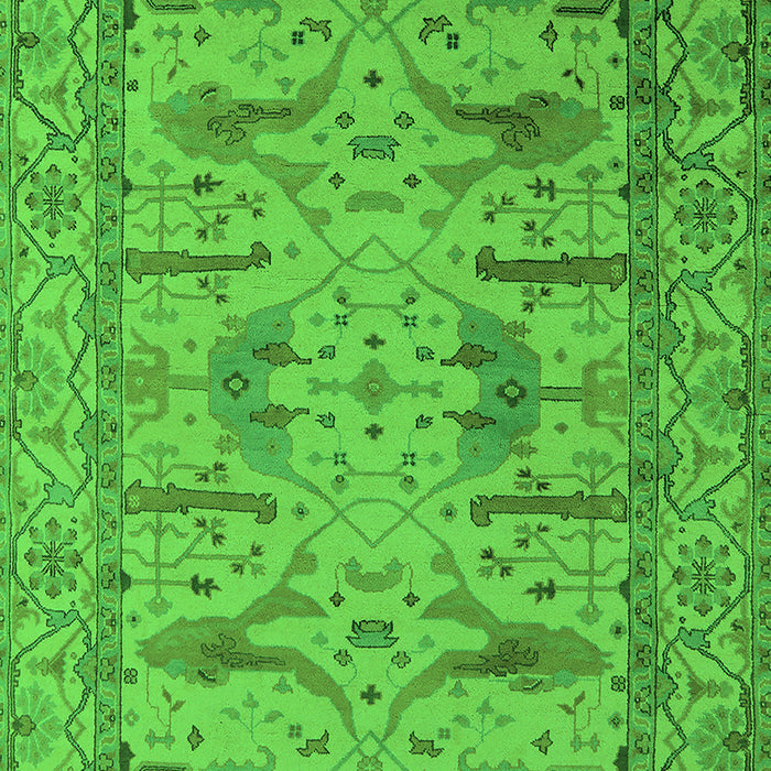 Machine Washable Oriental Green Industrial Area Rugs, wshurb1646grn