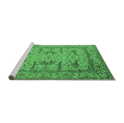 Sideview of Machine Washable Oriental Emerald Green Industrial Area Rugs, wshurb1646emgrn