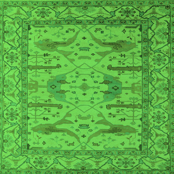 Square Machine Washable Oriental Green Industrial Area Rugs, wshurb1646grn