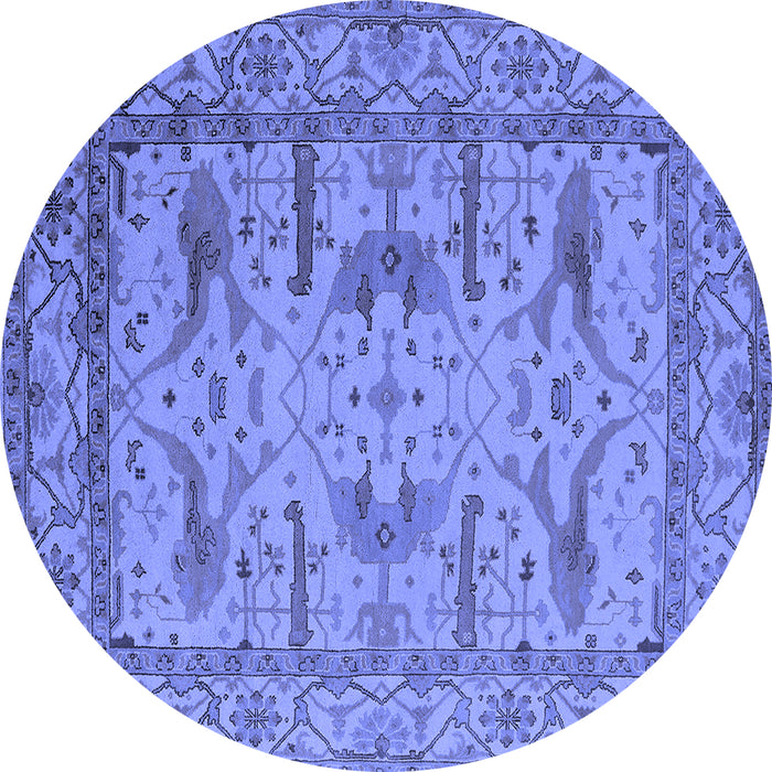Round Oriental Blue Industrial Rug, urb1646blu