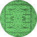 Round Oriental Emerald Green Industrial Rug, urb1646emgrn