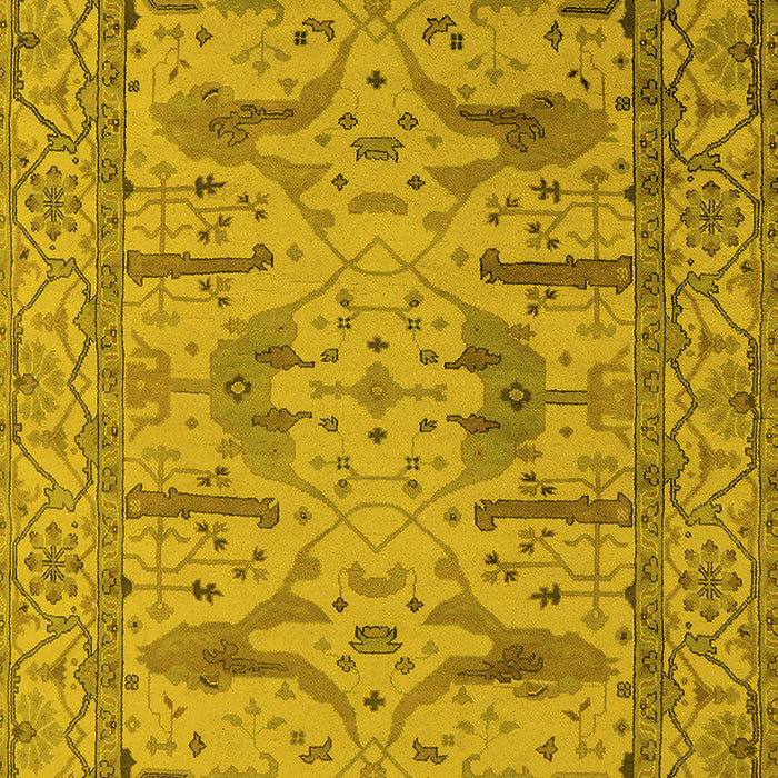 Machine Washable Oriental Yellow Industrial Rug, wshurb1646yw