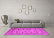 Machine Washable Oriental Pink Industrial Rug in a Living Room, wshurb1646pnk