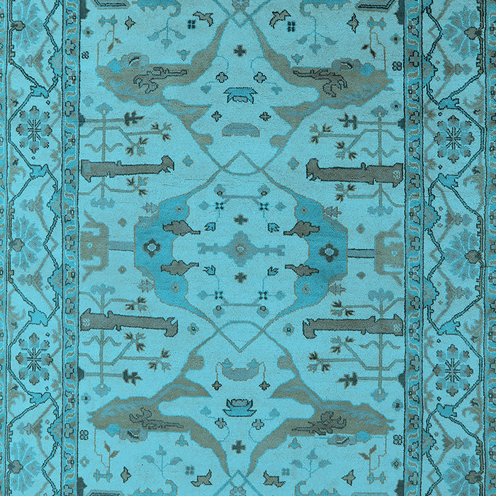 Machine Washable Oriental Light Blue Industrial Rug, wshurb1646lblu
