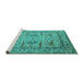 Sideview of Machine Washable Oriental Turquoise Industrial Area Rugs, wshurb1646turq