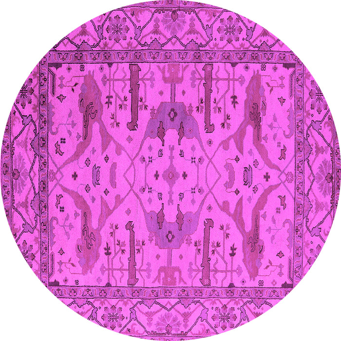 Round Machine Washable Oriental Pink Industrial Rug, wshurb1646pnk