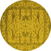 Round Machine Washable Oriental Yellow Industrial Rug, wshurb1646yw