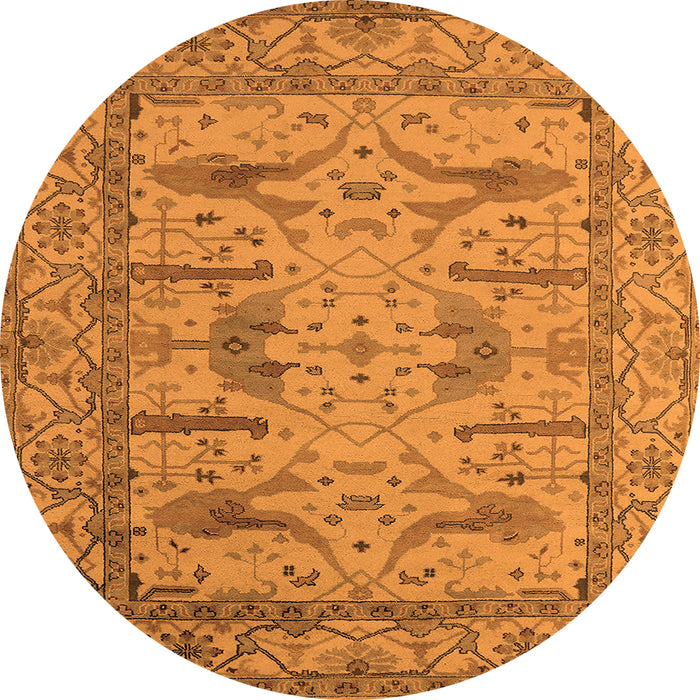 Round Machine Washable Oriental Orange Industrial Area Rugs, wshurb1646org