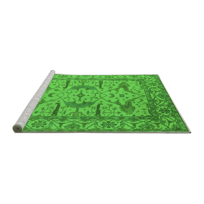 Sideview of Machine Washable Oriental Green Industrial Area Rugs, wshurb1647grn