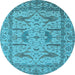 Round Oriental Light Blue Industrial Rug, urb1647lblu