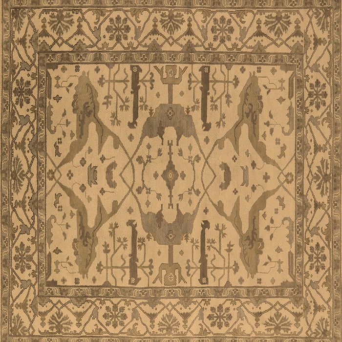 Square Machine Washable Oriental Brown Industrial Rug, wshurb1647brn