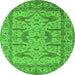 Round Oriental Green Industrial Rug, urb1647grn