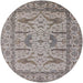 Round Mid-Century Modern Silver Pink Oriental Rug, urb1647