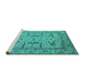 Sideview of Machine Washable Oriental Turquoise Industrial Area Rugs, wshurb1647turq