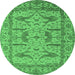 Round Oriental Emerald Green Industrial Rug, urb1647emgrn