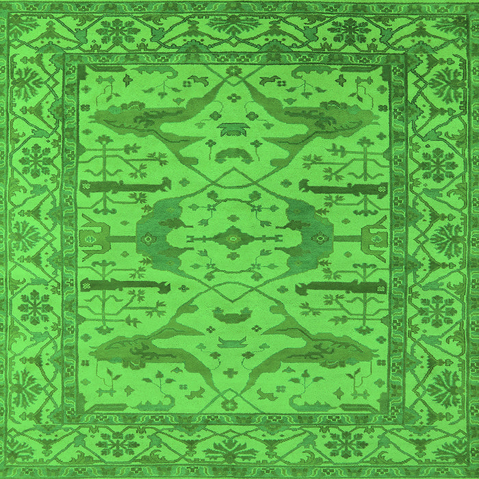 Square Machine Washable Oriental Green Industrial Area Rugs, wshurb1647grn