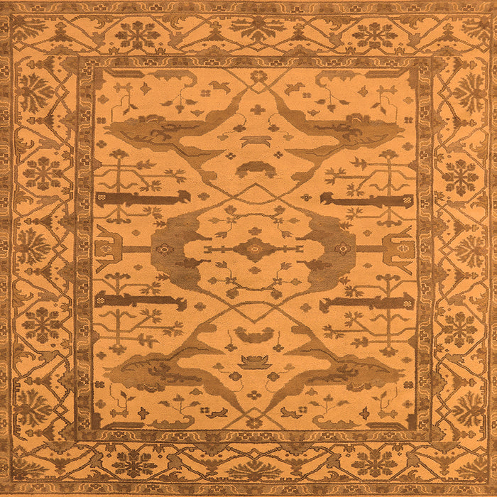 Square Machine Washable Oriental Orange Industrial Area Rugs, wshurb1647org