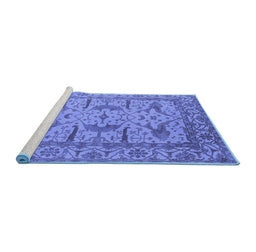 Sideview of Machine Washable Oriental Blue Industrial Rug, wshurb1647blu