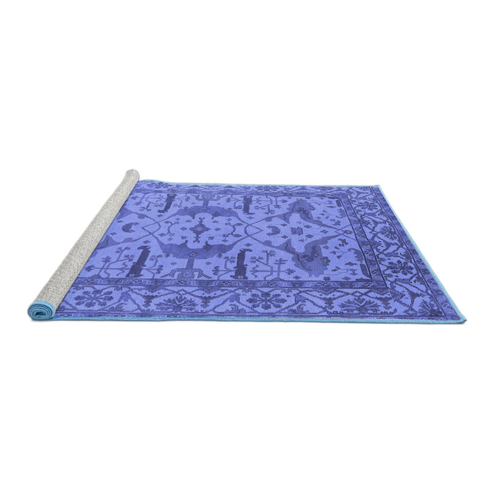 Sideview of Machine Washable Oriental Blue Industrial Rug, wshurb1647blu