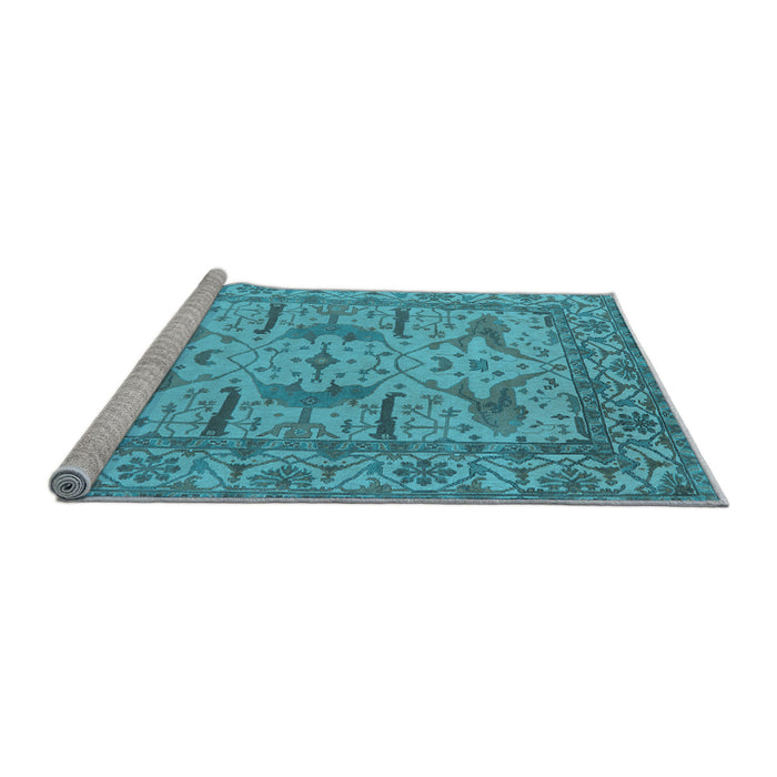 Sideview of Machine Washable Oriental Light Blue Industrial Rug, wshurb1647lblu