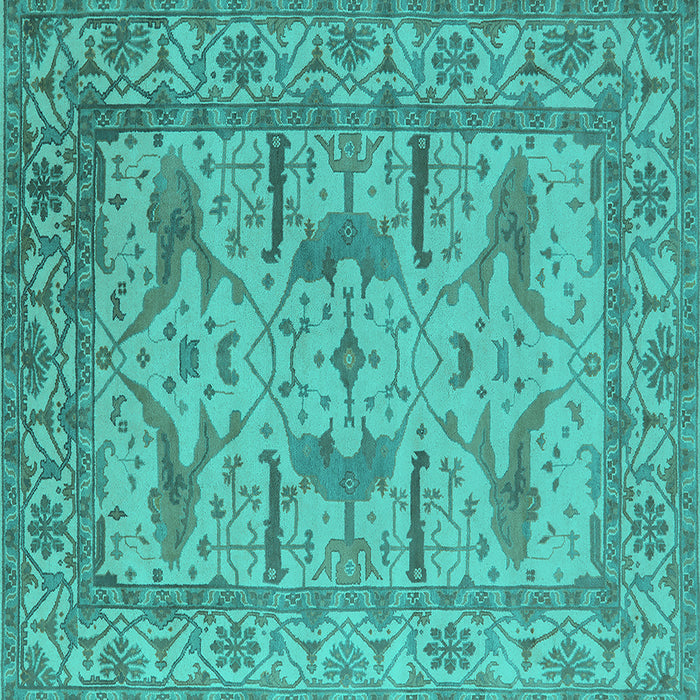 Square Oriental Turquoise Industrial Rug, urb1647turq