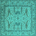 Square Oriental Turquoise Industrial Rug, urb1647turq