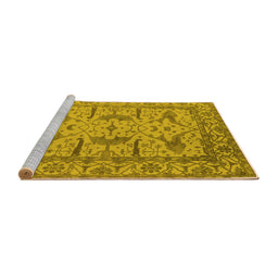 Sideview of Machine Washable Oriental Yellow Industrial Rug, wshurb1647yw