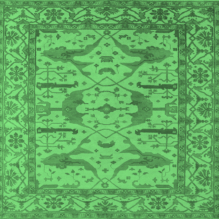 Square Machine Washable Oriental Emerald Green Industrial Area Rugs, wshurb1647emgrn