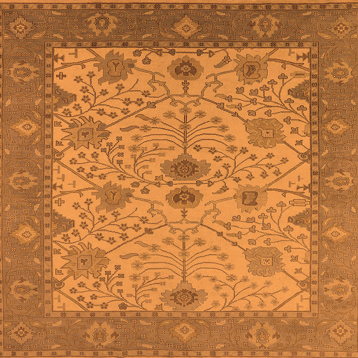 Square Machine Washable Oriental Orange Industrial Area Rugs, wshurb1648org