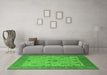 Machine Washable Oriental Green Industrial Area Rugs in a Living Room,, wshurb1648grn