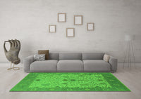 Machine Washable Oriental Green Industrial Rug, wshurb1648grn