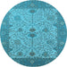 Round Oriental Light Blue Industrial Rug, urb1648lblu