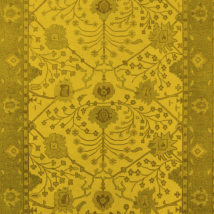 Machine Washable Oriental Yellow Industrial Rug, wshurb1648yw