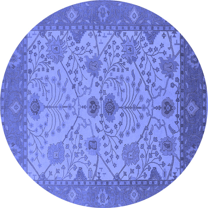 Round Oriental Blue Industrial Rug, urb1648blu