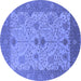 Round Oriental Blue Industrial Rug, urb1648blu