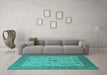 Machine Washable Oriental Turquoise Industrial Area Rugs in a Living Room,, wshurb1648turq