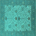 Square Oriental Turquoise Industrial Rug, urb1648turq