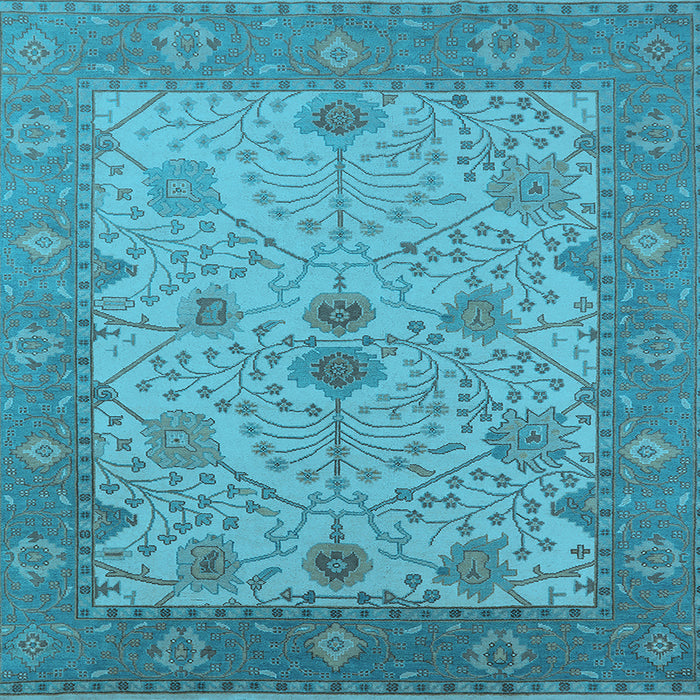 Square Machine Washable Oriental Light Blue Industrial Rug, wshurb1648lblu