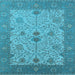 Square Machine Washable Oriental Light Blue Industrial Rug, wshurb1648lblu