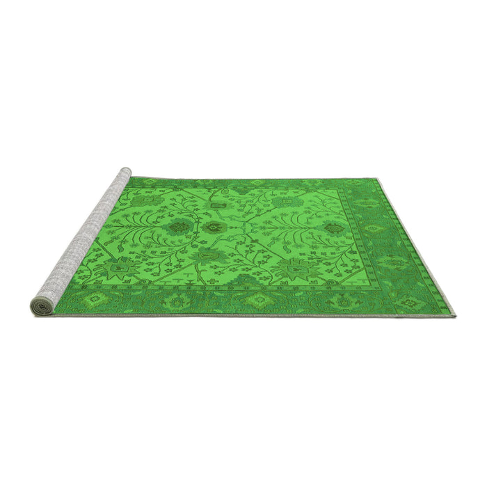 Sideview of Machine Washable Oriental Green Industrial Area Rugs, wshurb1648grn
