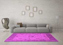 Machine Washable Oriental Pink Industrial Rug in a Living Room, wshurb1648pnk