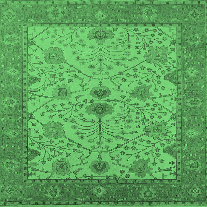 Square Machine Washable Oriental Emerald Green Industrial Area Rugs, wshurb1648emgrn