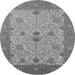 Round Oriental Gray Industrial Rug, urb1648gry