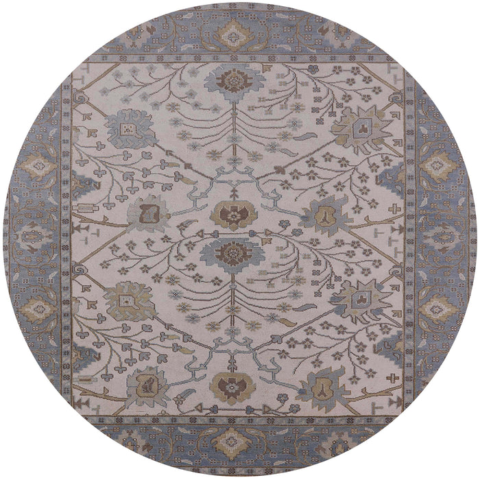 Round Mid-Century Modern Sandstone Brown Oriental Rug, urb1648