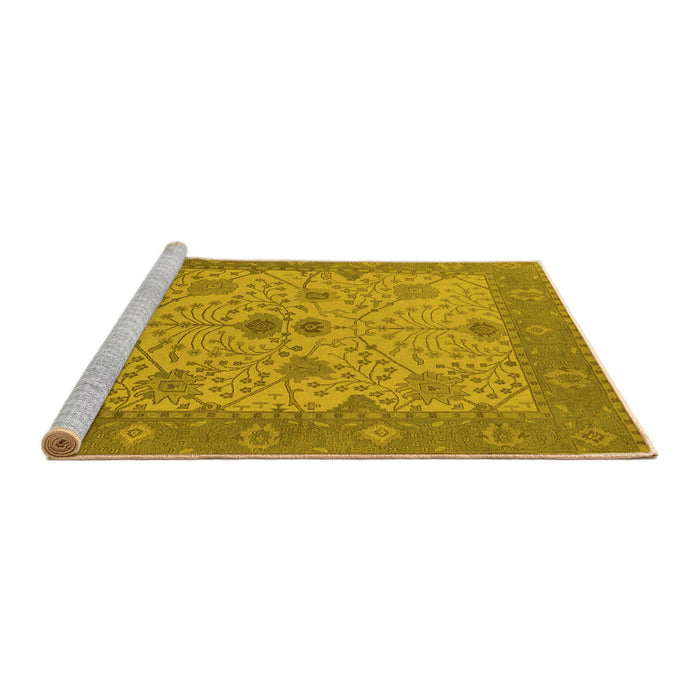 Sideview of Machine Washable Oriental Yellow Industrial Rug, wshurb1648yw