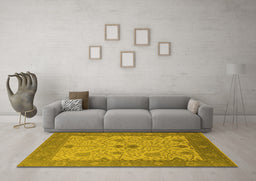 Machine Washable Oriental Yellow Industrial Rug in a Living Room, wshurb1648yw