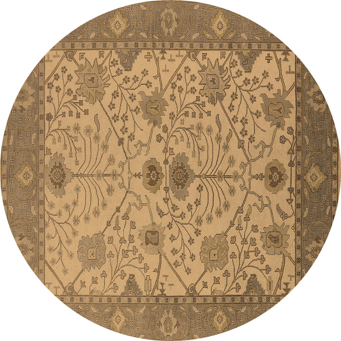 Round Oriental Brown Industrial Rug, urb1648brn
