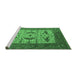 Sideview of Machine Washable Oriental Emerald Green Industrial Area Rugs, wshurb1649emgrn